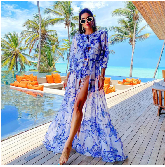 Sophisticated Flowy Kaftan Beach Tunic Dress
