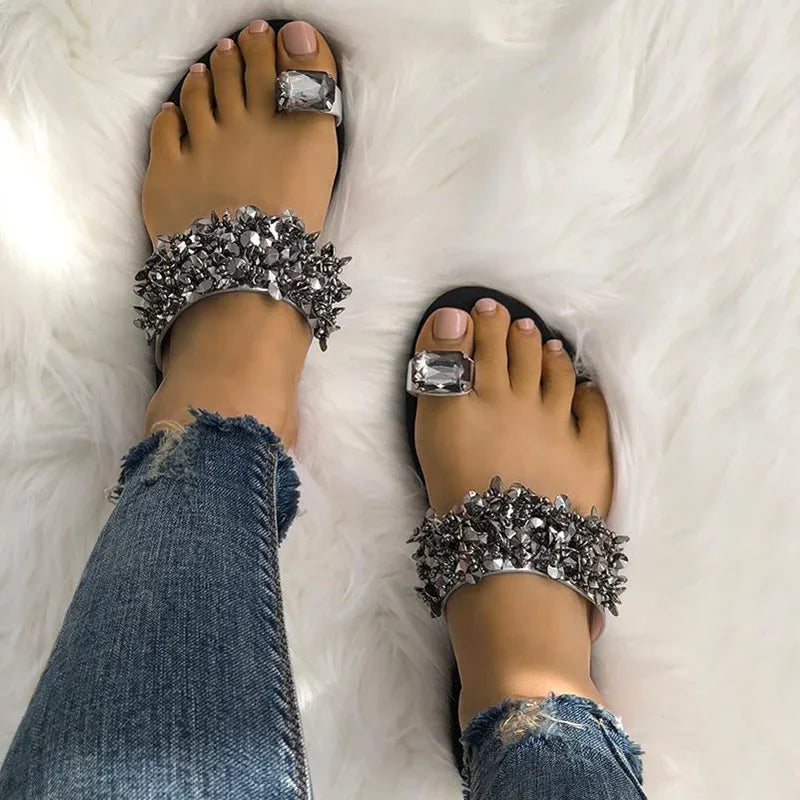 Toe Ring Shining Crystal Ladies Shoes