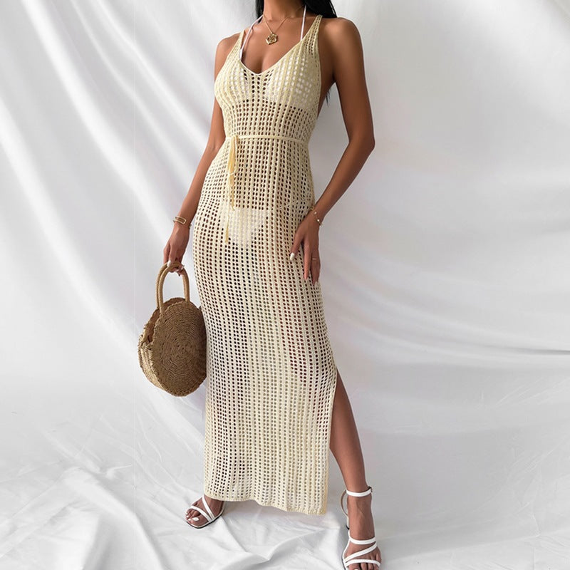 New Knitting Condole Beach Hollow Out Dress