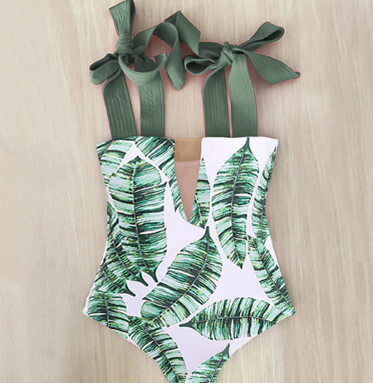 Sexy Floral Strappy One Piece Swimsuit